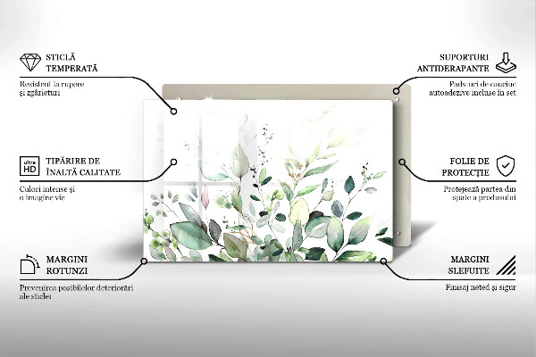 Üveg vágódeszka Akvarell növények