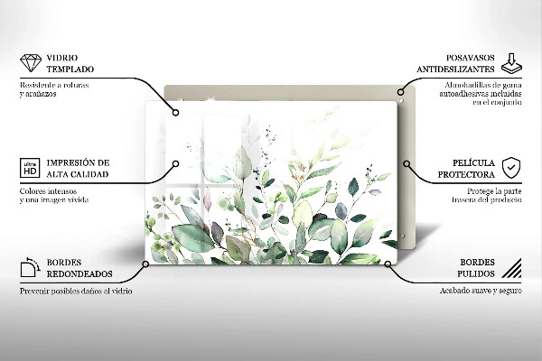 Üveg vágódeszka Akvarell növények