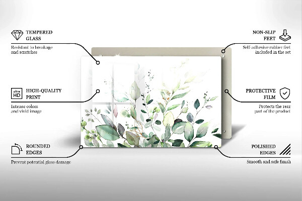 Üveg vágódeszka Akvarell növények