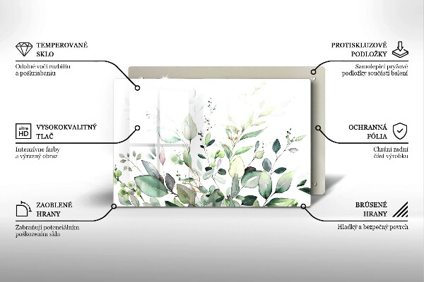 Üveg vágódeszka Akvarell növények