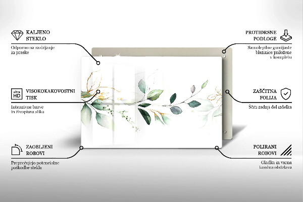 Üveg vágódeszka Akvarell levelek