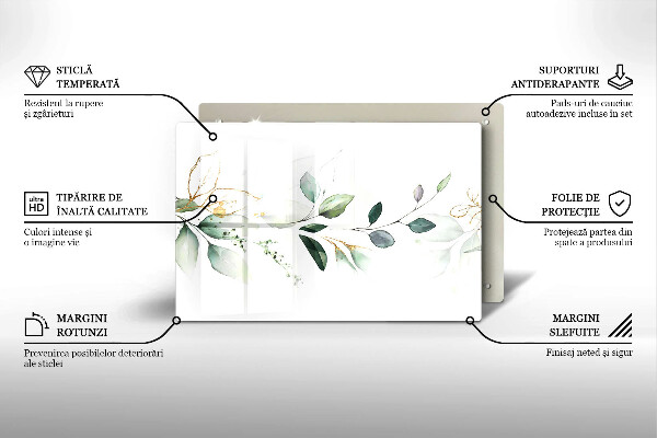 Üveg vágódeszka Akvarell levelek