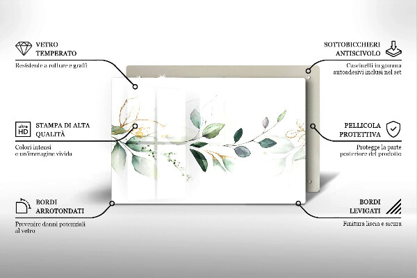 Üveg vágódeszka Akvarell levelek