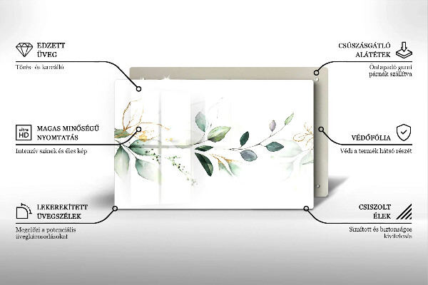 Üveg vágódeszka Akvarell levelek