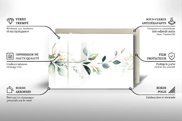 Üveg vágódeszka Akvarell levelek