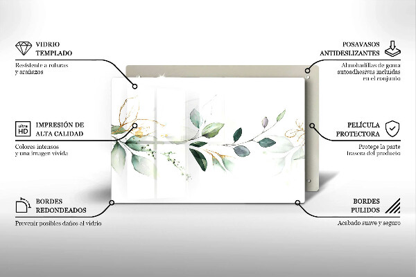 Üveg vágódeszka Akvarell levelek