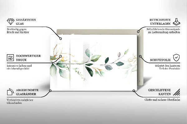 Üveg vágódeszka Akvarell levelek