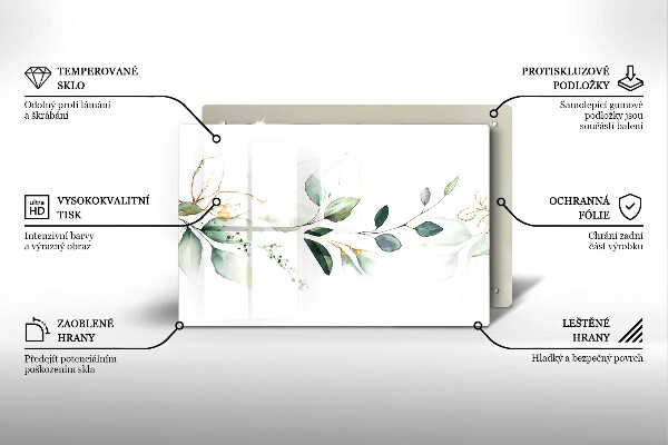 Üveg vágódeszka Akvarell levelek