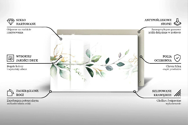 Üveg vágódeszka Akvarell levelek