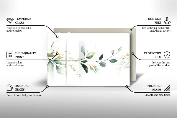 Üveg vágódeszka Akvarell levelek