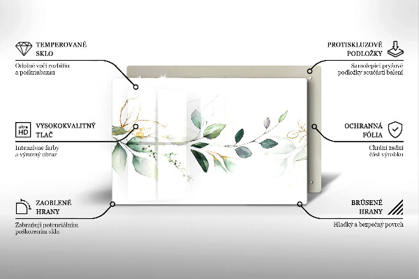 Üveg vágódeszka Akvarell levelek