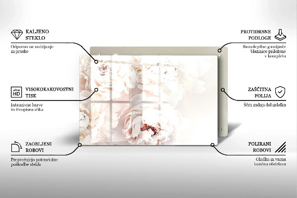 Üveg vágódeszka Pasztell bazsarózsa