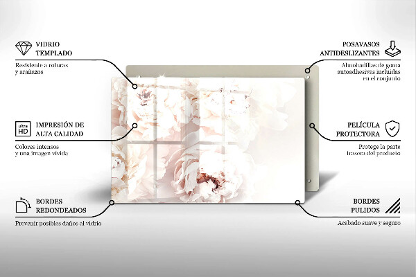 Üveg vágódeszka Pasztell bazsarózsa