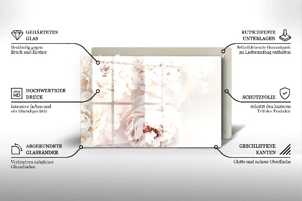 Üveg vágódeszka Pasztell bazsarózsa