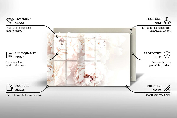 Üveg vágódeszka Pasztell bazsarózsa