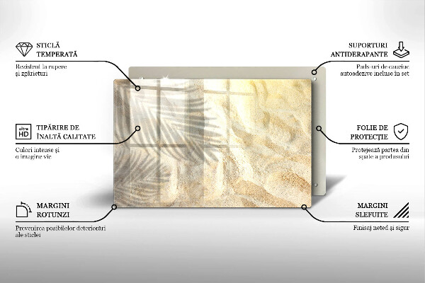 Üveg vágódeszka Pálmalevél és homok