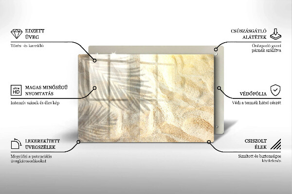 Üveg vágódeszka Pálmalevél és homok