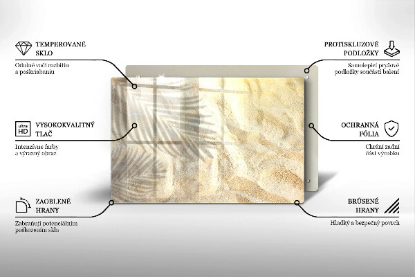Üveg vágódeszka Pálmalevél és homok