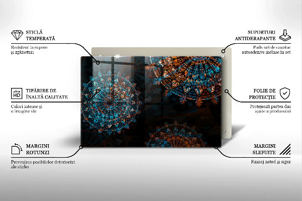 Üveg vágódeszka Boho vintage kerekek