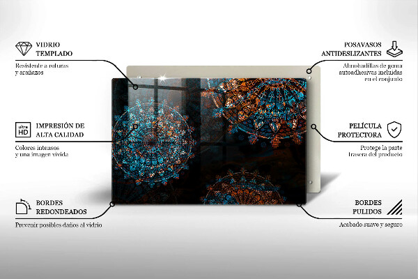 Üveg vágódeszka Boho vintage kerekek