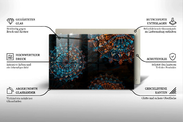 Üveg vágódeszka Boho vintage kerekek