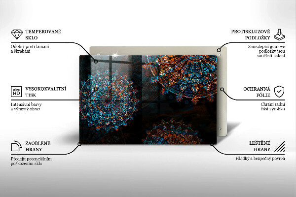 Üveg vágódeszka Boho vintage kerekek