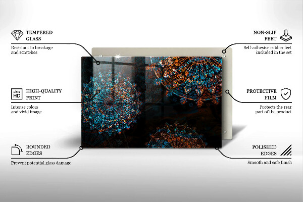 Üveg vágódeszka Boho vintage kerekek