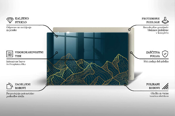 Üveg vágódeszka Absztrakt hegyek