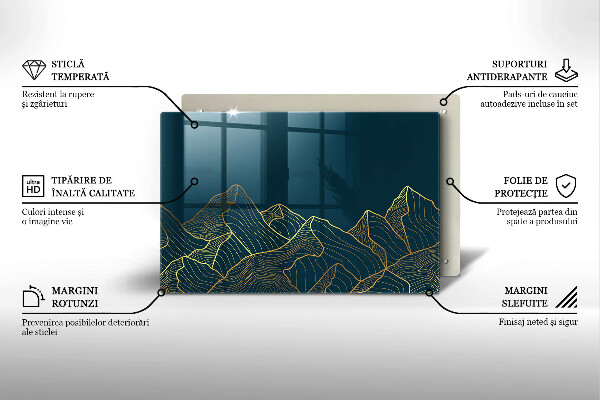 Üveg vágódeszka Absztrakt hegyek