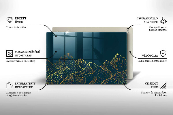 Üveg vágódeszka Absztrakt hegyek