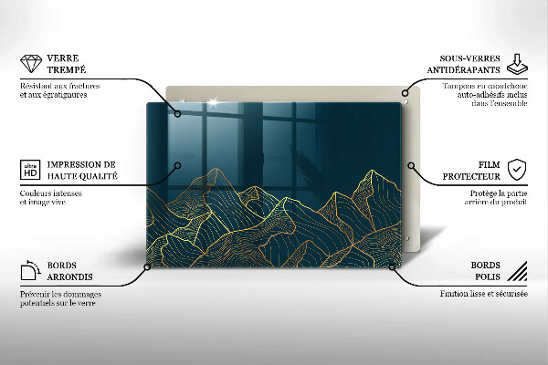 Üveg vágódeszka Absztrakt hegyek