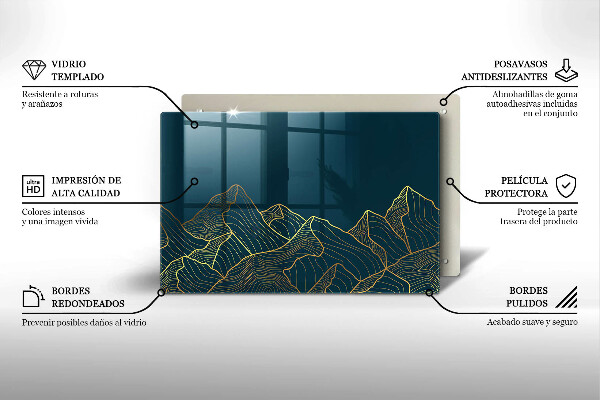Üveg vágódeszka Absztrakt hegyek