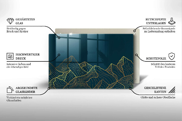 Üveg vágódeszka Absztrakt hegyek