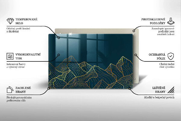Üveg vágódeszka Absztrakt hegyek