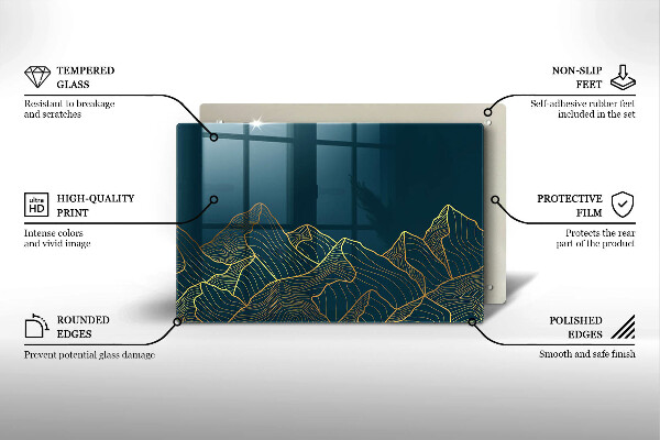 Üveg vágódeszka Absztrakt hegyek