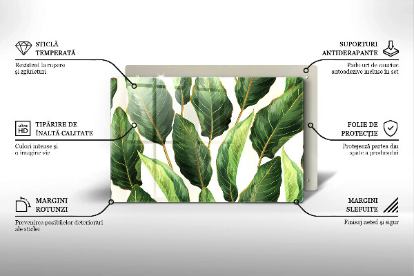 Üveg vágódeszka Banán levelek