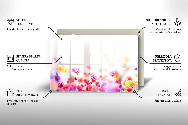 Üveg vágódeszka Virágos rét