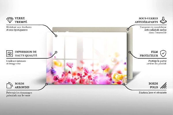 Üveg vágódeszka Virágos rét