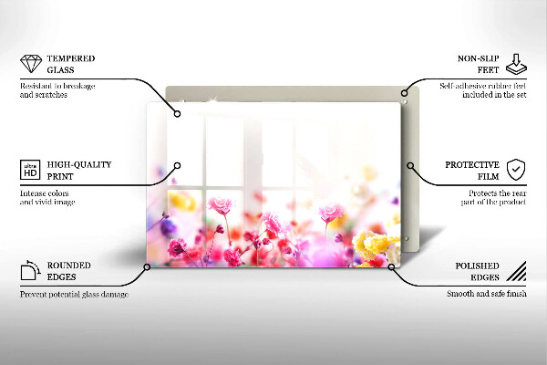 Üveg vágódeszka Virágos rét