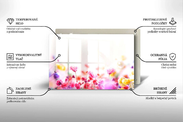 Üveg vágódeszka Virágos rét