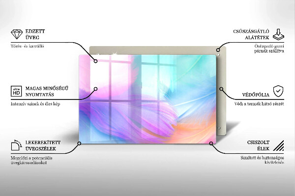 Üveg vágódeszka Pasztell tollak