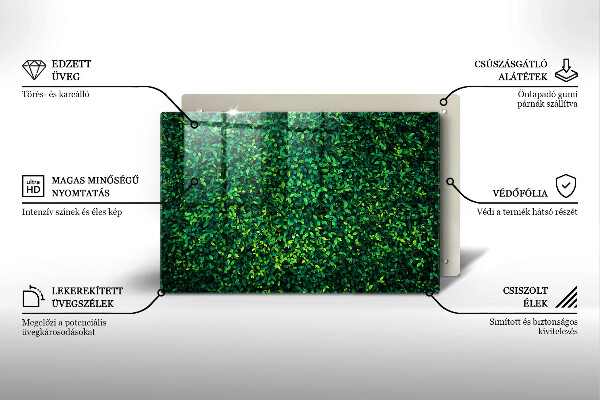 Üveg vágódeszka Növény kis levelekkel