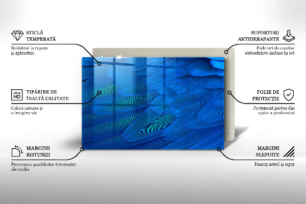 Üveg vágódeszka Madártollak