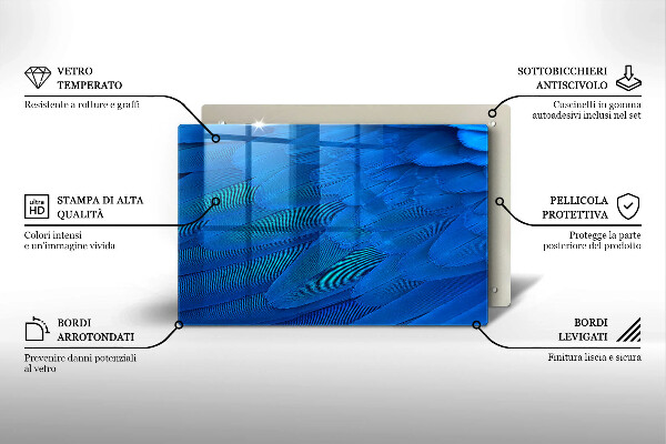 Üveg vágódeszka Madártollak