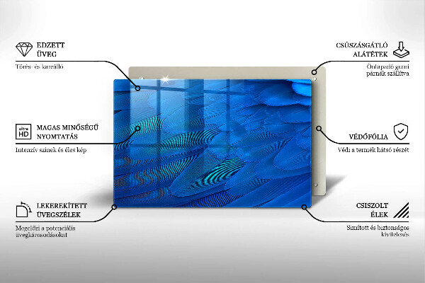 Üveg vágódeszka Madártollak