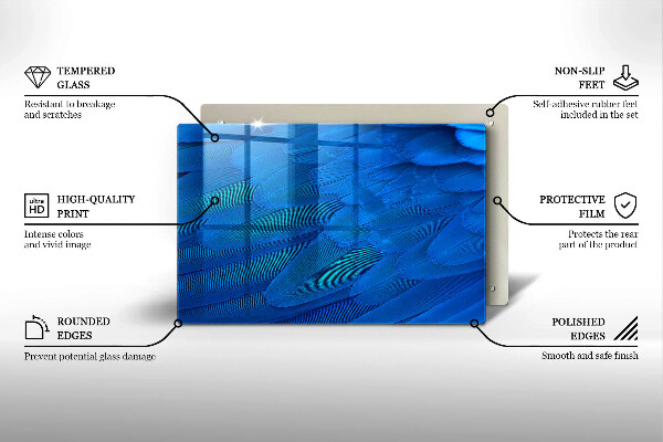 Üveg vágódeszka Madártollak