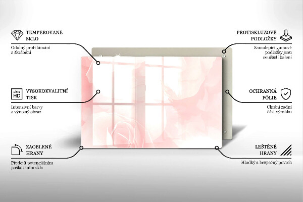 Üveg vágódeszka Pasztell rózsák háttér