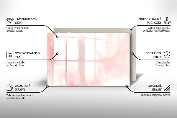 Üveg vágódeszka Pasztell rózsák háttér