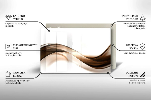 Üveg vágódeszka Absztrakt barna vonalak