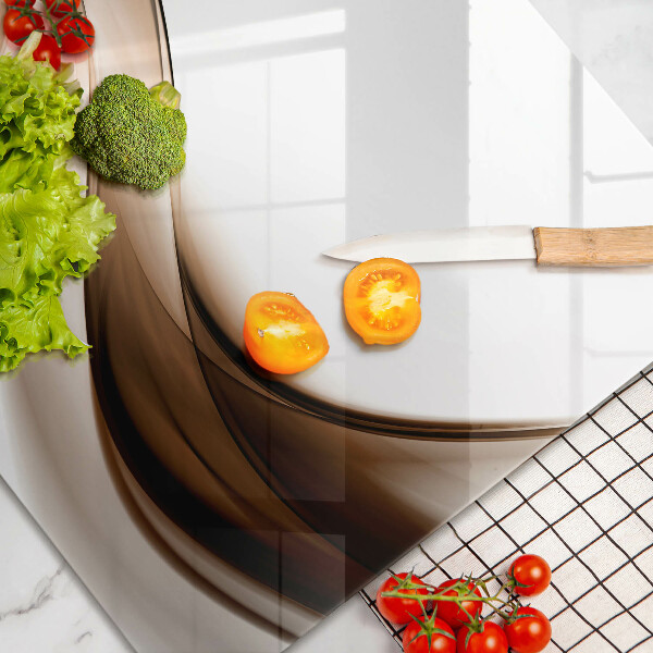 Üveg vágódeszka Absztrakt barna vonalak